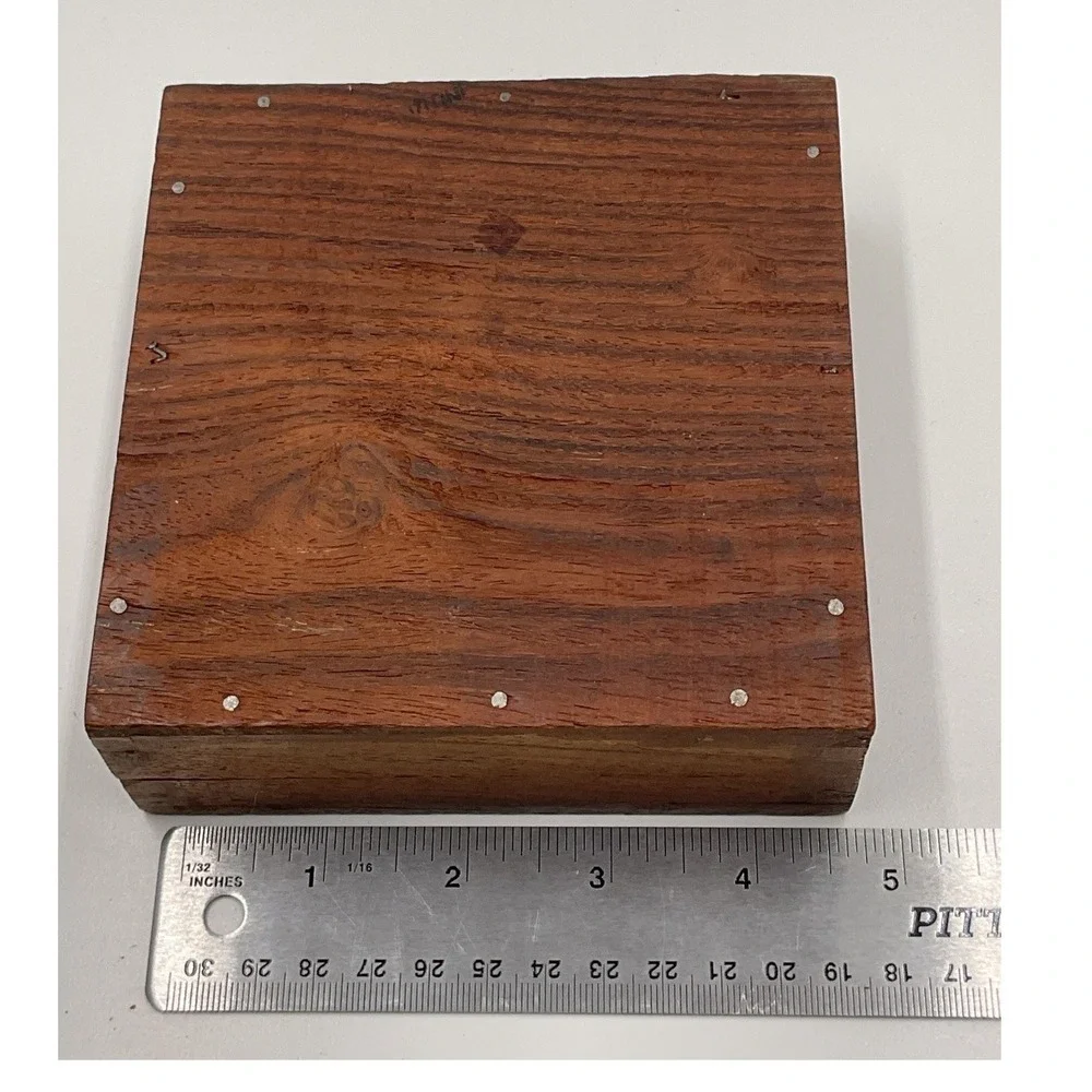 Vintage Hand Carved Wood‎ Jewelry Box Floral Design 4
